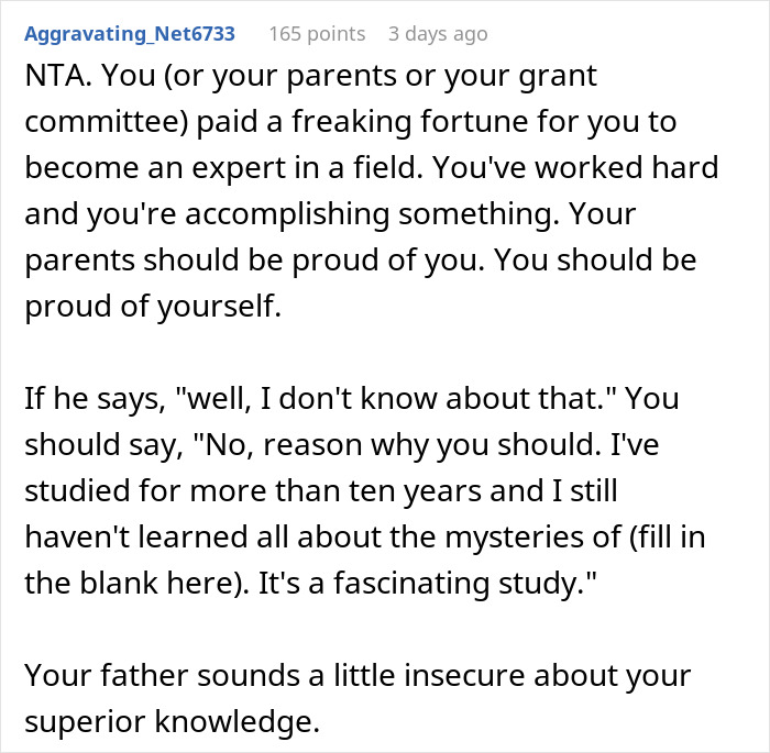 “Dinner Got Pretty Quiet”: Dad Keeps Doubting Biologist Daughter, She Tells Him She Knows Better “Dinner Got Pretty Quiet”: Dad Keeps Doubting Biologist Daughter, She Tells Him She Knows Better