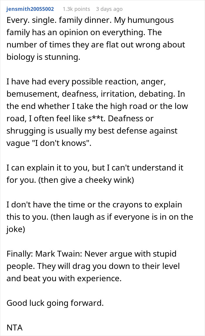 “Dinner Got Pretty Quiet”: Dad Keeps Doubting Biologist Daughter, She Tells Him She Knows Better “Dinner Got Pretty Quiet”: Dad Keeps Doubting Biologist Daughter, She Tells Him She Knows Better