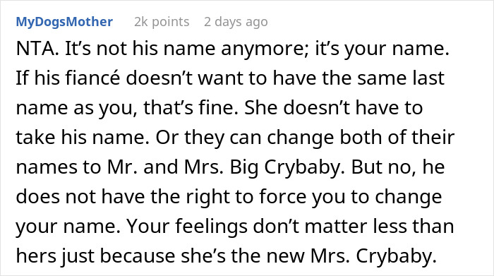 Woman Refuses To Share Last Name With Fiancé’s ‘Intimidating’ Ex, Demands She Change It Woman Refuses To Share Last Name With Fiancé’s ‘Intimidating’ Ex, Demands She Change It