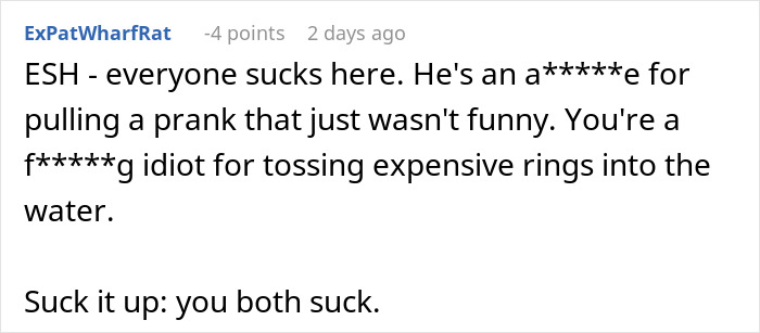 "My Husband's Jaw Hit The Floor": Wife Throws Rings In The Ocean After Husband's Cruel 'Prank' "My Husband's Jaw Hit The Floor": Wife Throws Rings In The Ocean After Husband's Cruel 'Prank'