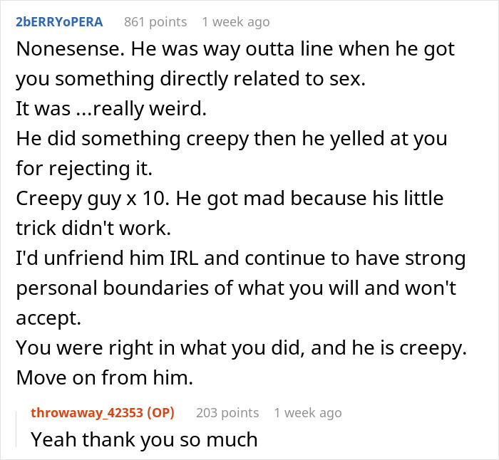 Friend's Brother Gets Livid Over This 19 Y.O. Throwing Away His Pricey Lingerie Birthday Gift Friend's Brother Gets Livid Over This 19 Y.O. Throwing Away His Pricey Lingerie Birthday Gift