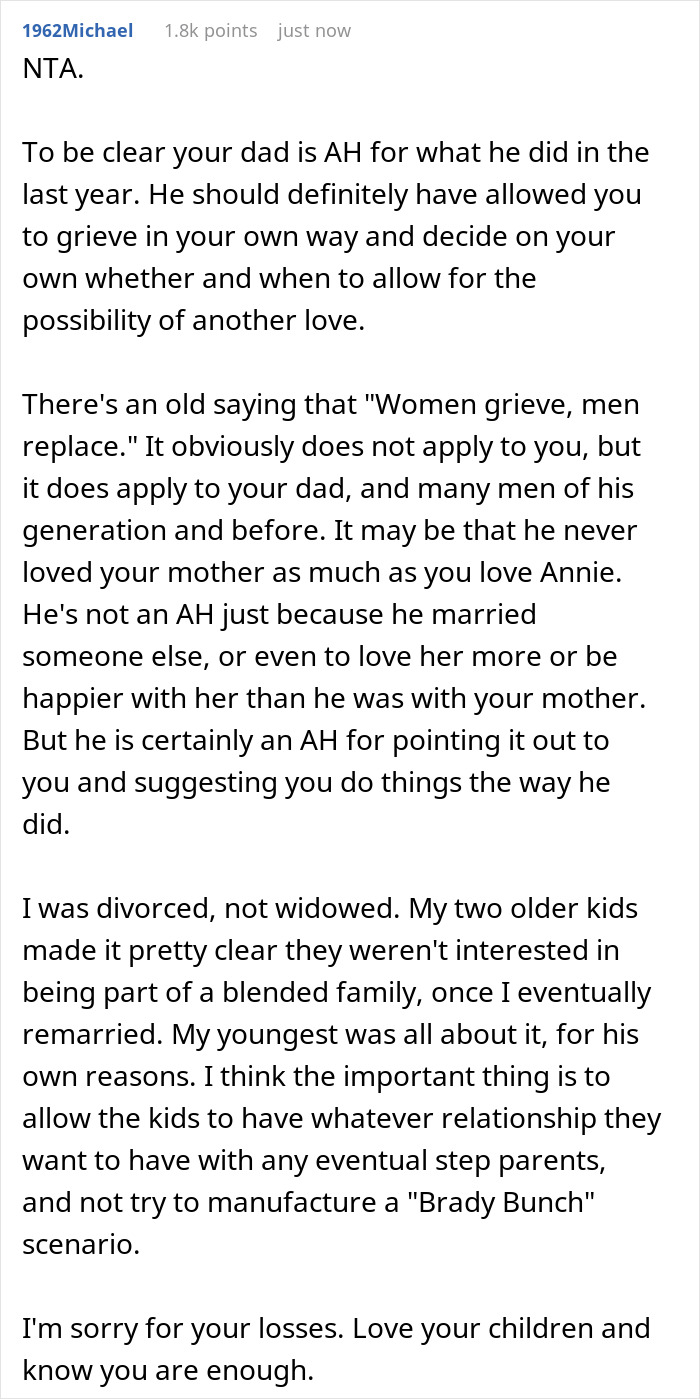 Dad Gets Upset With Son Who Lost His Wife For Judging His Decisions When He Himself Was Widowed 