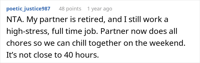 Person Happy To Have A SAH Partner If They Commit To 40 Hours Of Chores, Drama Ensues