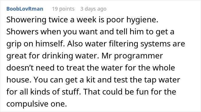 Man Battles With Wife’s Ultimatum: Give Her More Than 2 Showers Per Week Or See Her Move Out Man Battles With Wife’s Ultimatum: Give Her More Than 2 Showers Per Week Or See Her Move Out