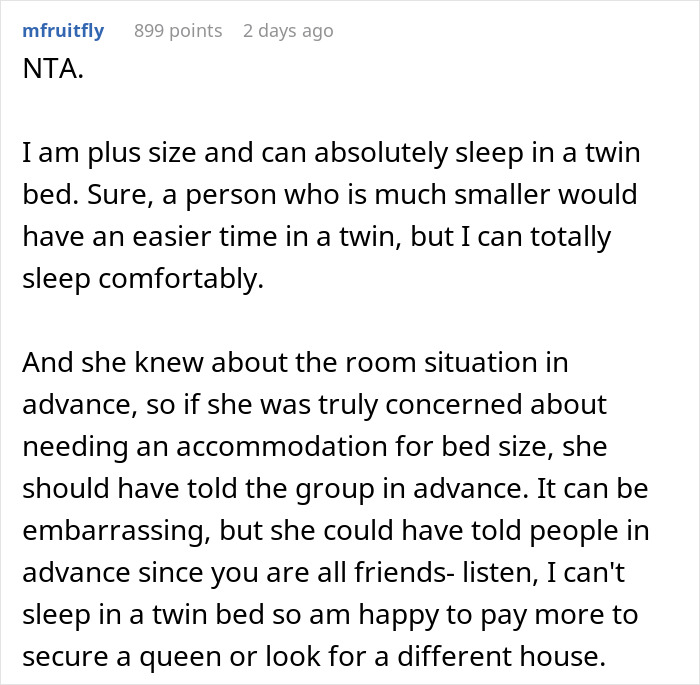 Obese Woman Turns To Friend Asking To Switch B&B Rooms, Ends Up Sobbing Instead Obese Woman Turns To Friend Asking To Switch B&B Rooms, Ends Up Sobbing Instead