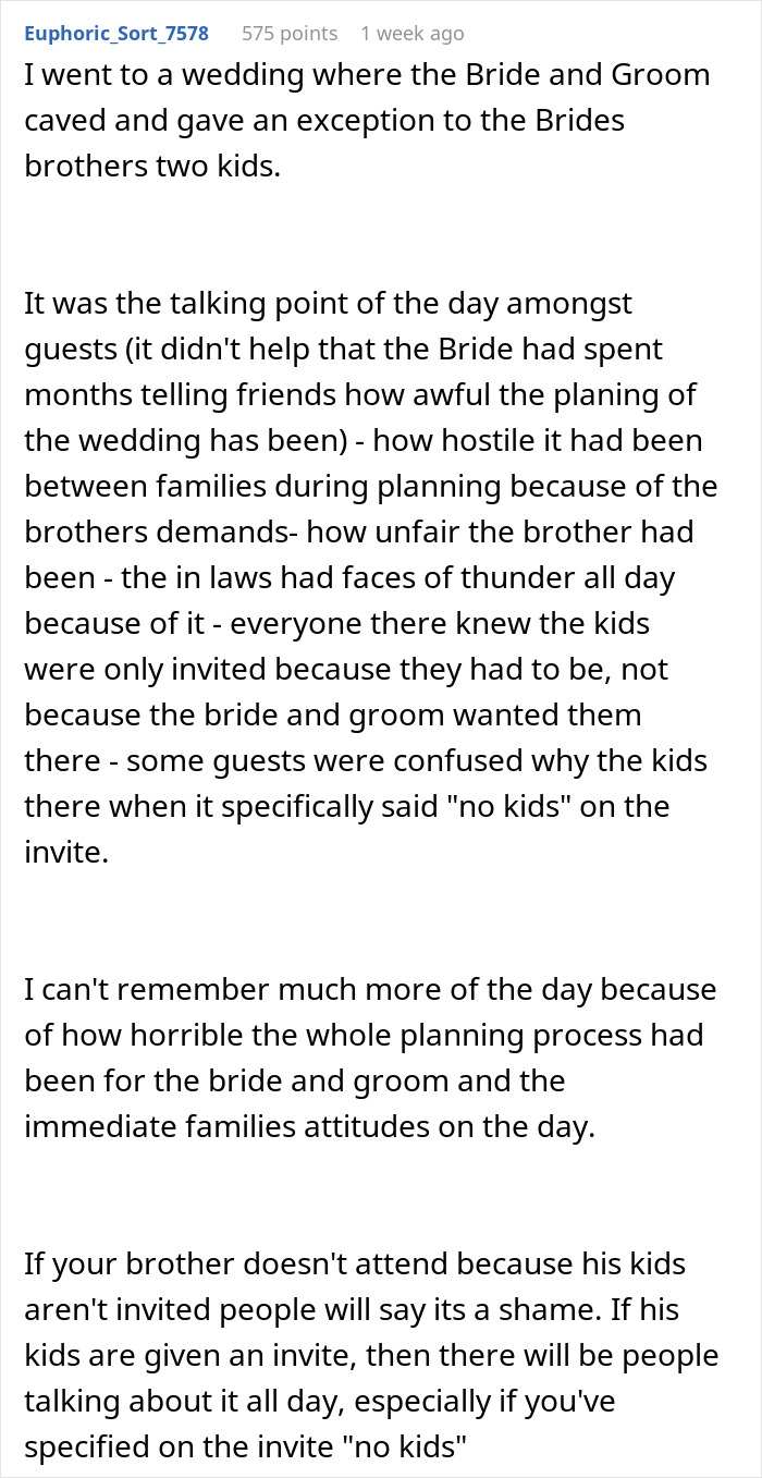 "I Called Him A Hypocrite": Guy Makes Snide Remarks Over Sister's Childfree Wedding, Is Called Out "I Called Him A Hypocrite": Guy Makes Snide Remarks Over Sister's Childfree Wedding, Is Called Out