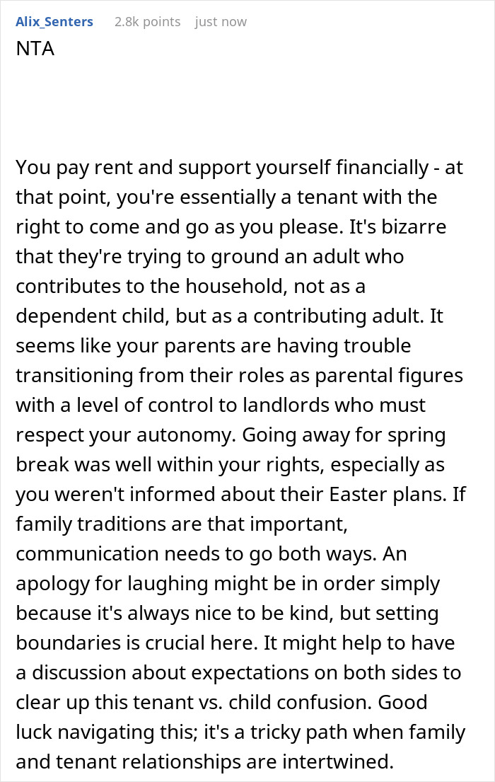 “Good Luck With That”: Parents Try To Ground 20 Y.O. Business Owner Who Pays Them Rent “Good Luck With That”: Parents Try To Ground 20 Y.O. Business Owner Who Pays Them Rent