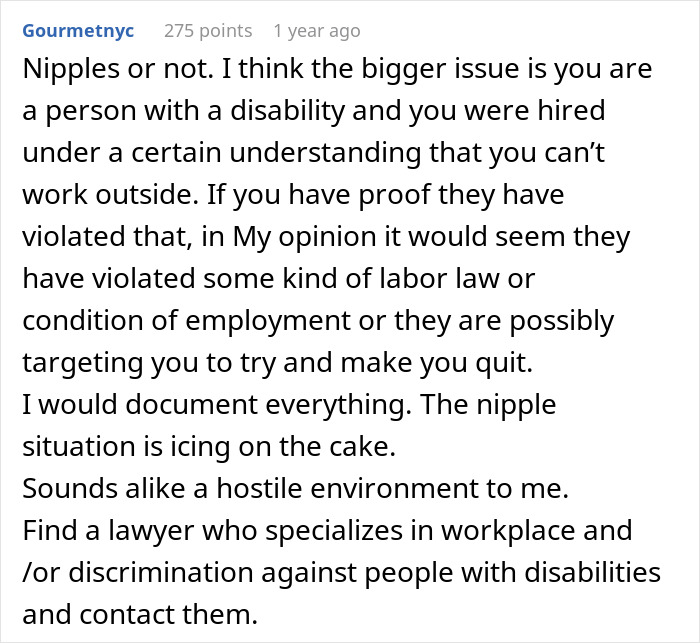 Woman Feels She Is Being Targeted At Work For Being Disabled When Manager Makes Fuss About Her Bra Woman Feels She Is Being Targeted At Work For Being Disabled When Manager Makes Fuss About Her Bra