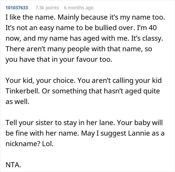 "AITA For Telling My Sister Her Reaction To My Daughter's Name Was Way Over The Top And Rude?" "AITA For Telling My Sister Her Reaction To My Daughter's Name Was Way Over The Top And Rude?"
