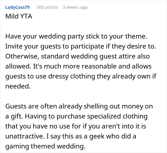 Nerdy Couple Wants A Fantasy Wedding, Guests Say They're Uncomfortable With The Theme