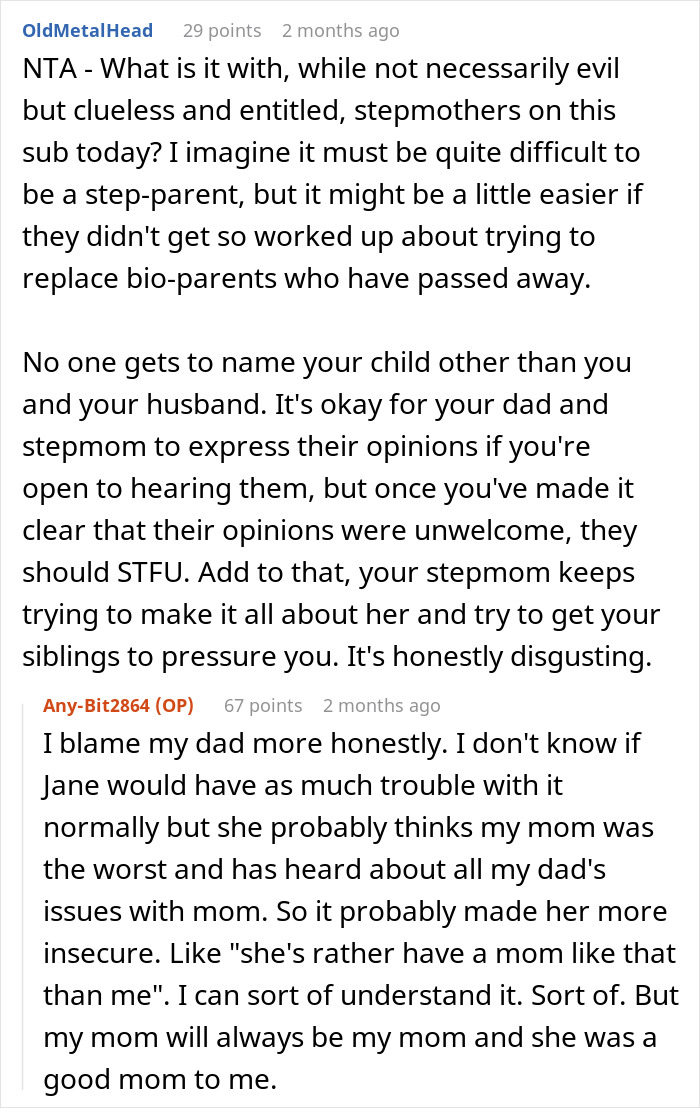 Woman Stands Up To Half-Siblings Who Don’t Want Her Baby’s Name To Stand Out Among Theirs