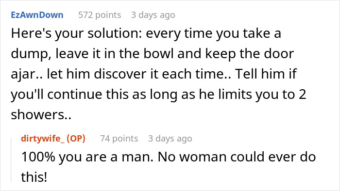 Man Battles With Wife’s Ultimatum: Give Her More Than 2 Showers Per Week Or See Her Move Out Man Battles With Wife’s Ultimatum: Give Her More Than 2 Showers Per Week Or See Her Move Out
