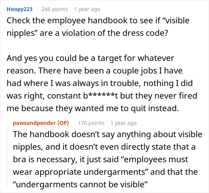 Woman Feels She Is Being Targeted At Work For Being Disabled When Manager Makes Fuss About Her Bra Woman Feels She Is Being Targeted At Work For Being Disabled When Manager Makes Fuss About Her Bra