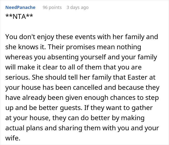 Husband Is Fed Up With Hosting Holidays For Wife's Fam, Ends Up Leaving Her Alone For Easter