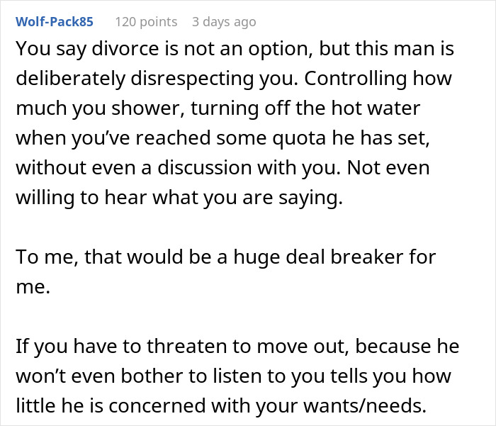 Man Battles With Wife’s Ultimatum: Give Her More Than 2 Showers Per Week Or See Her Move Out Man Battles With Wife’s Ultimatum: Give Her More Than 2 Showers Per Week Or See Her Move Out