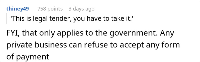 “This Is Legal Tender”: Guy Tries To Break Up $100 Bill Twice, Gets Taught A Lesson By Getting Change In Coins “This Is Legal Tender”: Guy Tries To Break Up $100 Bill Twice, Gets Taught A Lesson By Getting Change In Coins