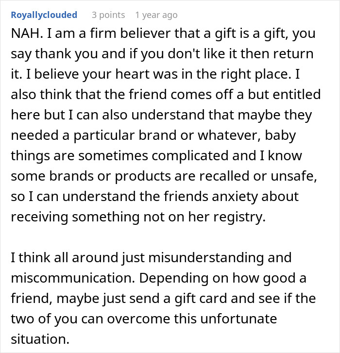 Person Gets A Different Gift For A Pregnant Friend Than On Registry, Ends Up Having To Cancel It Person Gets A Different Gift For A Pregnant Friend Than On Registry, Ends Up Having To Cancel It