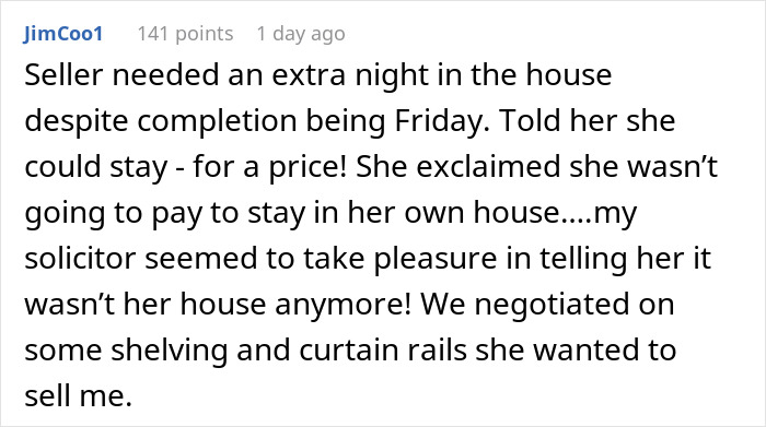 Woman Refuses To Buy Previous Tenant's Stuff, Hoping She'll Leave It Anyway, Comes To Regret It Woman Refuses To Buy Previous Tenant's Stuff, Hoping She'll Leave It Anyway, Comes To Regret It