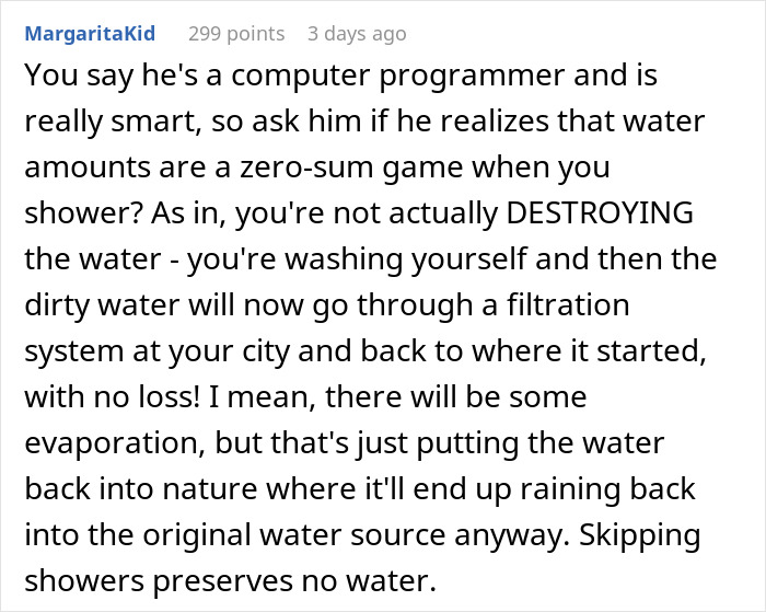Man Battles With Wife’s Ultimatum: Give Her More Than 2 Showers Per Week Or See Her Move Out Man Battles With Wife’s Ultimatum: Give Her More Than 2 Showers Per Week Or See Her Move Out
