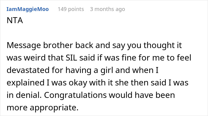 Married Couple Reveals They’re Expecting A Daughter, SIL Tells Wife She Should Feel Devastated Married Couple Reveals They’re Expecting A Daughter, SIL Tells Wife She Should Feel Devastated