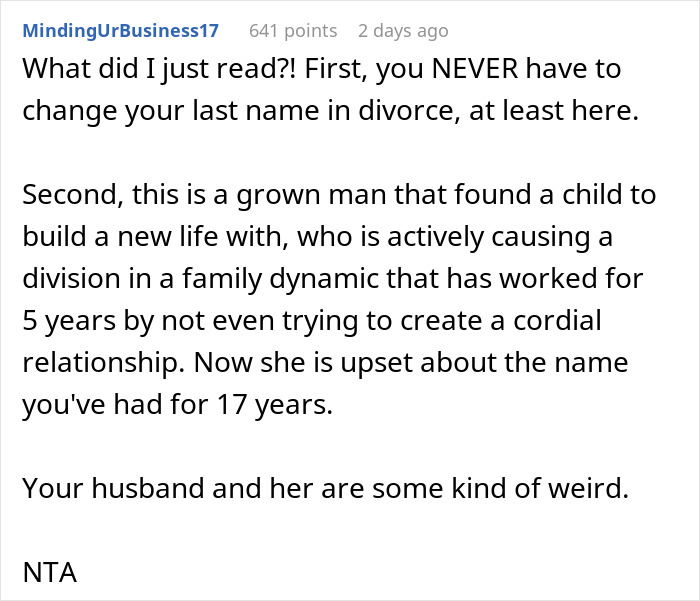 Woman Refuses To Share Last Name With Fiancé’s ‘Intimidating’ Ex, Demands She Change It Woman Refuses To Share Last Name With Fiancé’s ‘Intimidating’ Ex, Demands She Change It