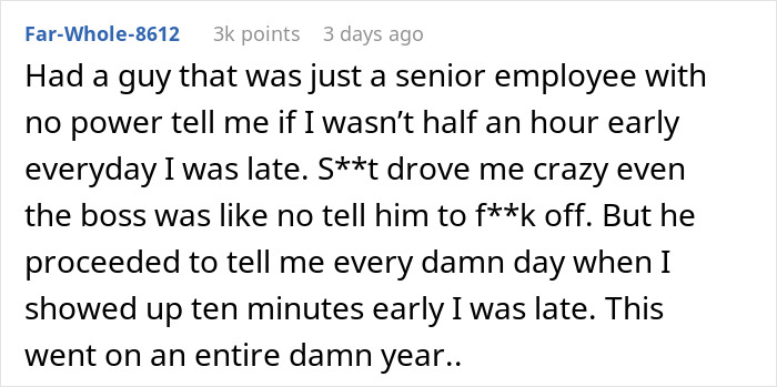 Employee Refuses To Follow Boss's Demands To Show Up Earlier