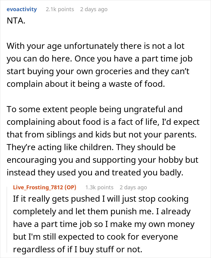 Teen Can't Keep Up With Family's Food Preferences, Starts Cooking Only For Himself, It Angers Family Teen Can't Keep Up With Family's Food Preferences, Starts Cooking Only For Himself, It Angers Family