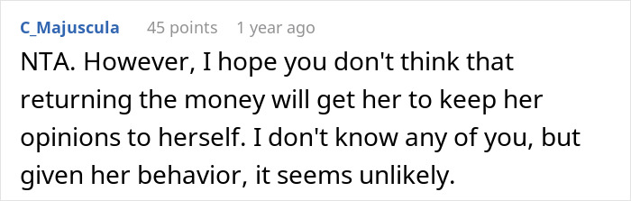 "AITA For Returning The Money To My MIL In Front Of Everyone, Embarrassing Her?"