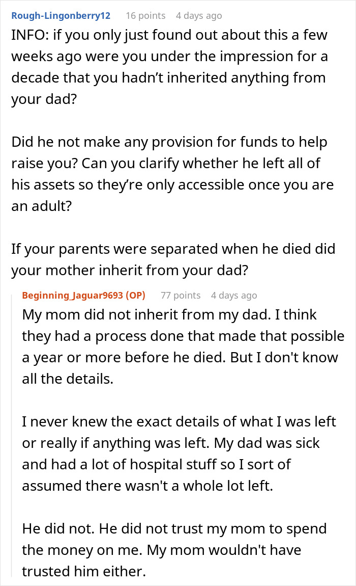 Teen Unexpectedly Inherits A ‘Crazy’ Inheritance From Dad, Drama Ensues When Mom Finds Out Teen Unexpectedly Inherits A ‘Crazy’ Inheritance From Dad, Drama Ensues When Mom Finds Out