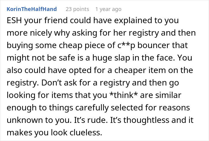Person Gets A Different Gift For A Pregnant Friend Than On Registry, Ends Up Having To Cancel It Person Gets A Different Gift For A Pregnant Friend Than On Registry, Ends Up Having To Cancel It