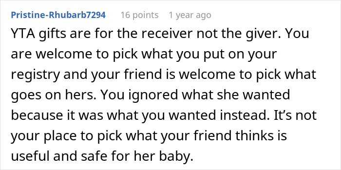 Person Gets A Different Gift For A Pregnant Friend Than On Registry, Ends Up Having To Cancel It Person Gets A Different Gift For A Pregnant Friend Than On Registry, Ends Up Having To Cancel It