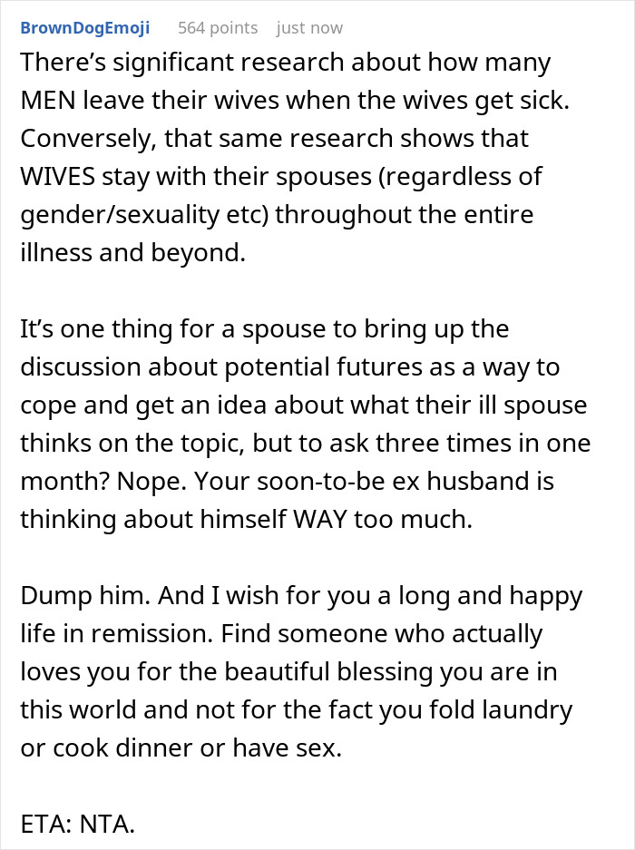 Man Keeps Asking If He Can Date Others After Wife Dies, She Gives Him Permission By Divorcing Him Man Keeps Asking If He Can Date Others After Wife Dies, She Gives Him Permission By Divorcing Him