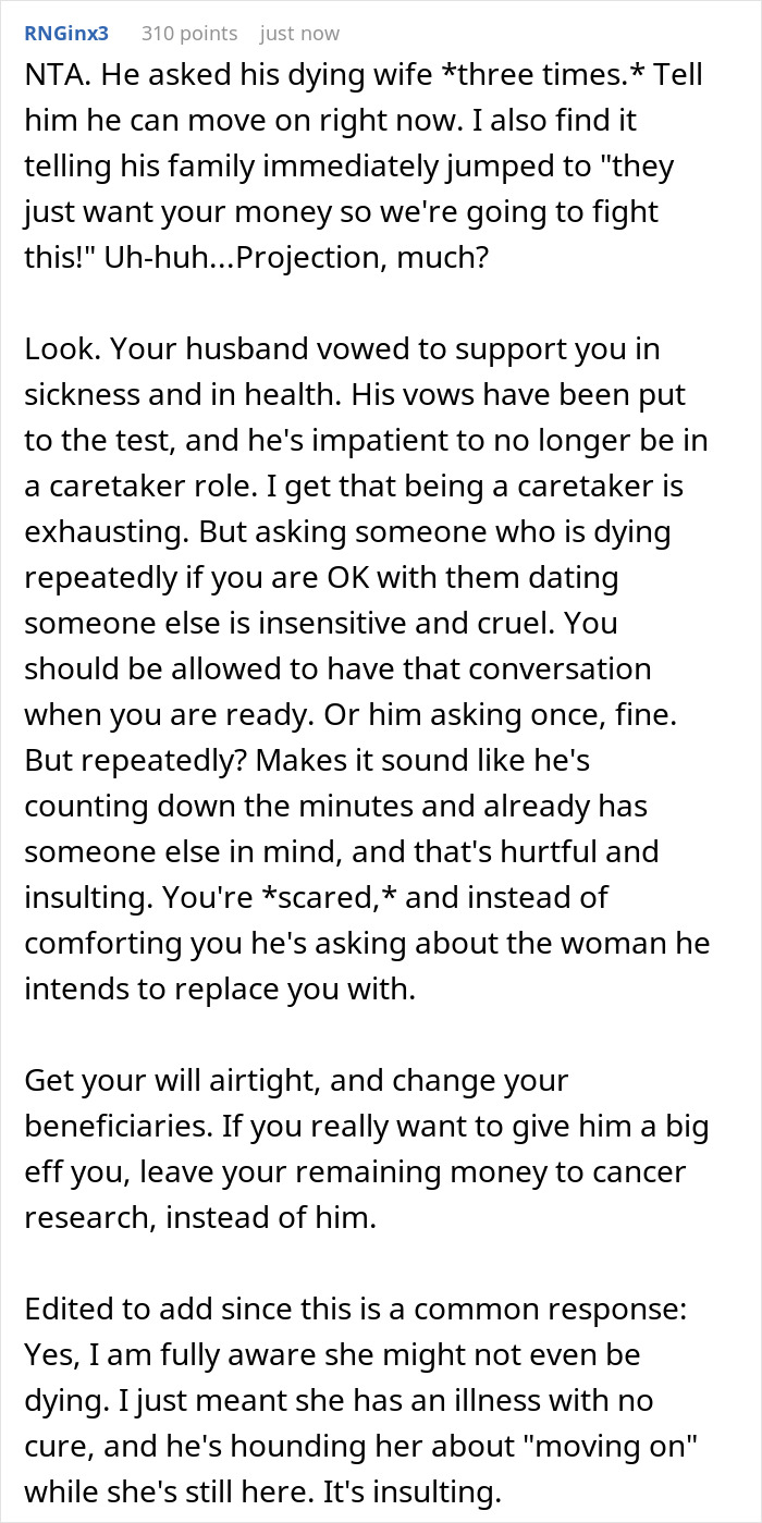 Man Keeps Asking If He Can Date Others After Wife Dies, She Gives Him Permission By Divorcing Him Man Keeps Asking If He Can Date Others After Wife Dies, She Gives Him Permission By Divorcing Him