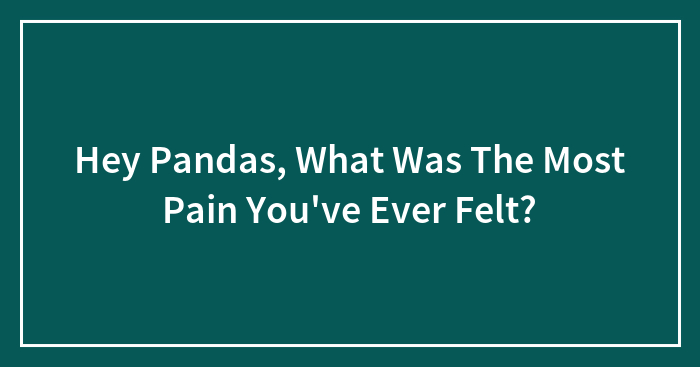 Hey Pandas, What Was The Most Pain You’ve Ever Felt?