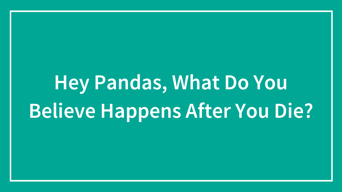 Hey Pandas, What Do You Believe Happens After You Die? (Closed)