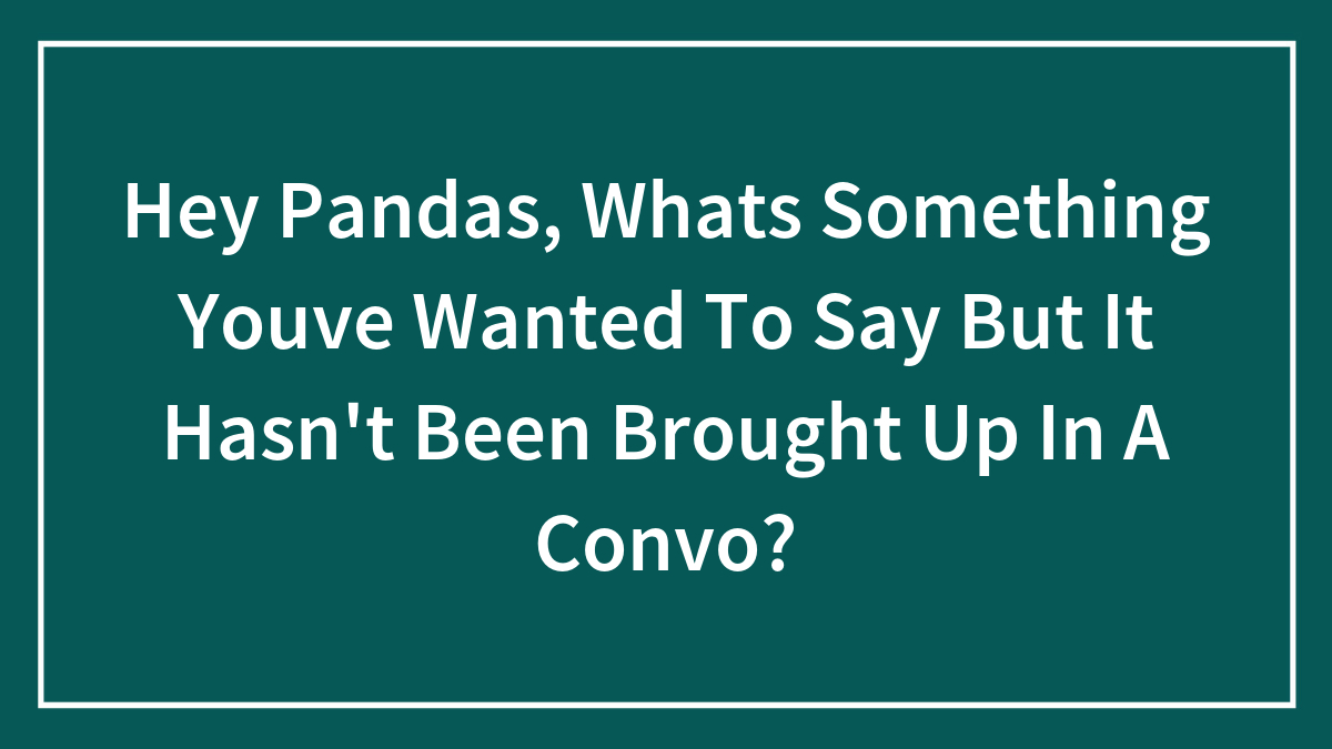Hey Pandas, What’s Something You’ve Wanted To Say But It Hasn’t Been Brought Up In A Convo? (Closed)