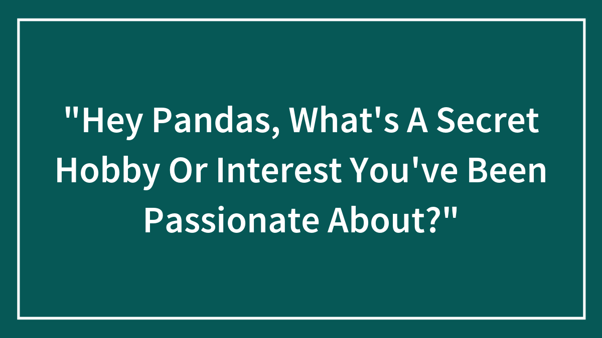Hey Pandas, What’s A Secret Hobby Or Interest You’ve Been Passionate About? (Closed)