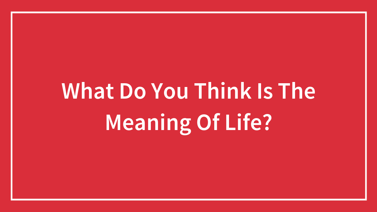 What Do You Think Is The Meaning Of Life?