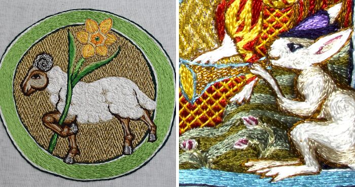 My Embroidered Medieval Bunnies And Lambs For Easter Sunday (9 Pics)