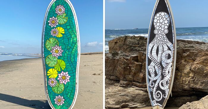 I Am A Mosaic Artist And I Create Contemporary Mosaic Surfboards (24 Pics)