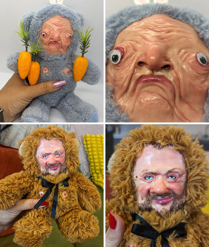 I Can't Stop Making Creepy Old Man Faces, And Now I've Ended Up With A Cursed Teddy With A Dude Inside That's Trying To Pass Himself Off As A Bunny