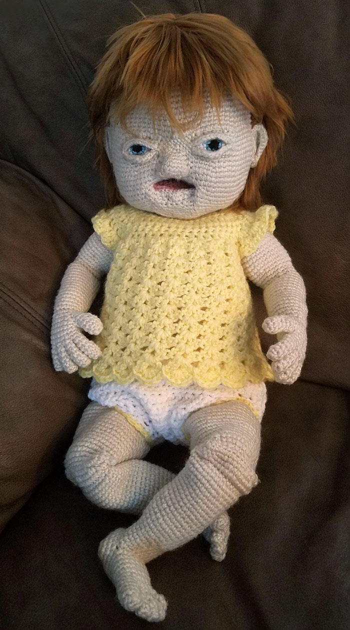 I Just Finished My Second Creepy Crochet Baby. My Husband Hates My Deformed Yarn Children
