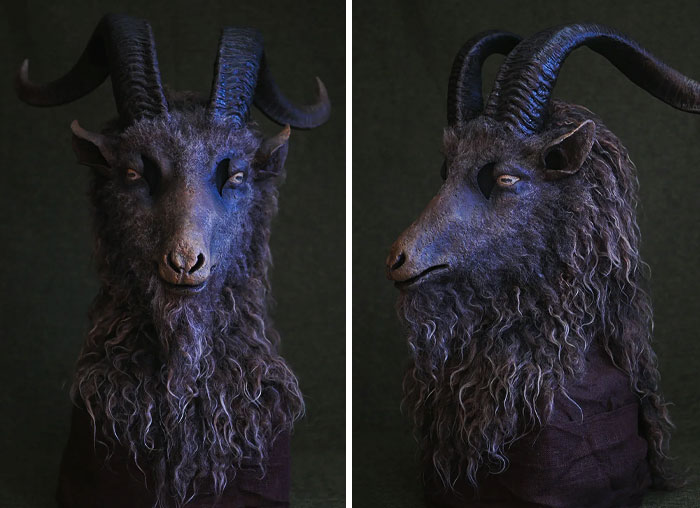 I Hope You All Like My Little Goat Buddy. A Papier-Mache And Sheep's Wool Mask I Made Last Year