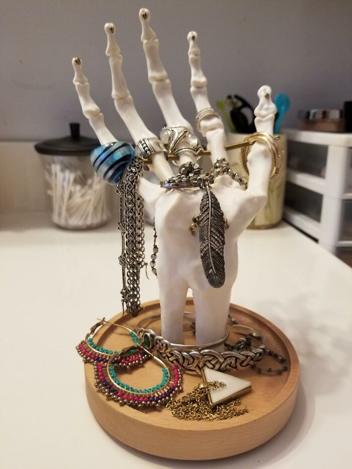 Add A Spooky Touch To Your Vanity With The Skeleton Hand Jewelry Holder: Keep Your Accessories Organized In Style