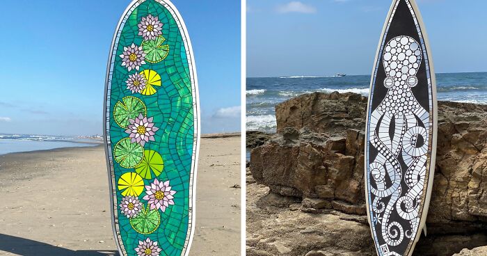 I Am A Mosaic Artist And I Create Contemporary Mosaic Surfboards (24 Pics)