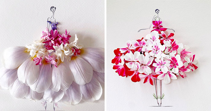 Artist Fuses Fashion With Art, Creating Beautiful Gowns Using Watercolors And Flowers (70 Pics)