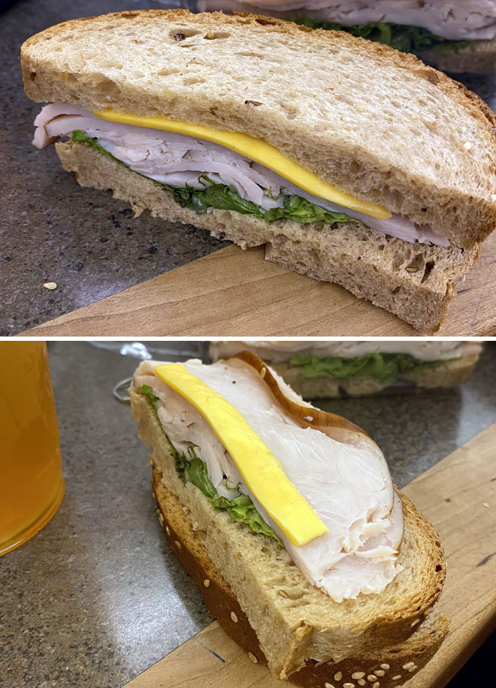 Girlfriend Ordered A Turkey And Cheese Sandwich. Removing The Top Showed Almost No Cheese