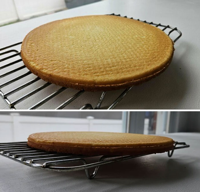 Tried To Impress My Wife With A Japanese Sponge Cake On Her Birthday... You're Supposed To Cut This In Half To Add A Strawberry And Whipped Cream Layer