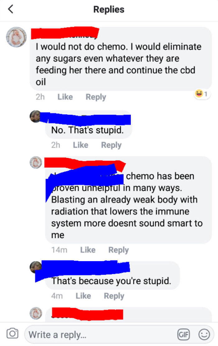 A Woman (Red) Commented This On A Post About A 2-Year-Old Girl Currently Dying Of A Super Rare Cancer