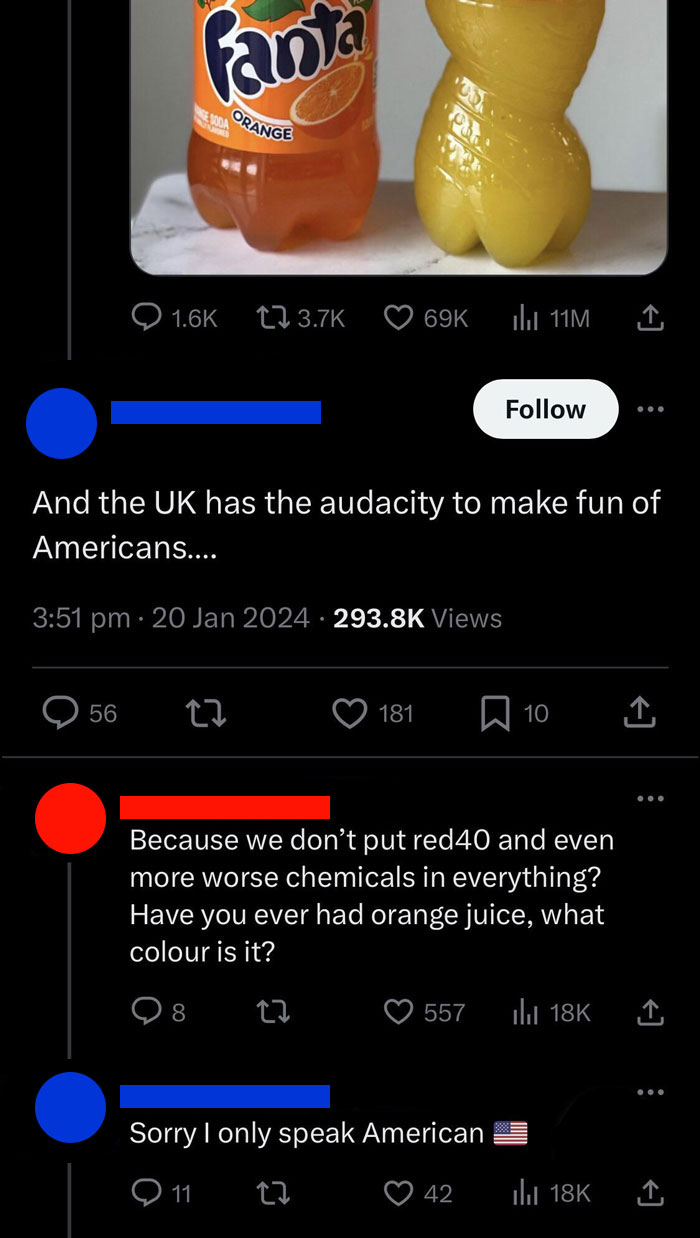 On A Post Comparing US And UK Fanta